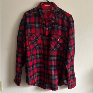 Vintage Pine Grove Wool/Acrylic Men's Red/Blue/Black Plaid Chest Pkts Shirt.XL